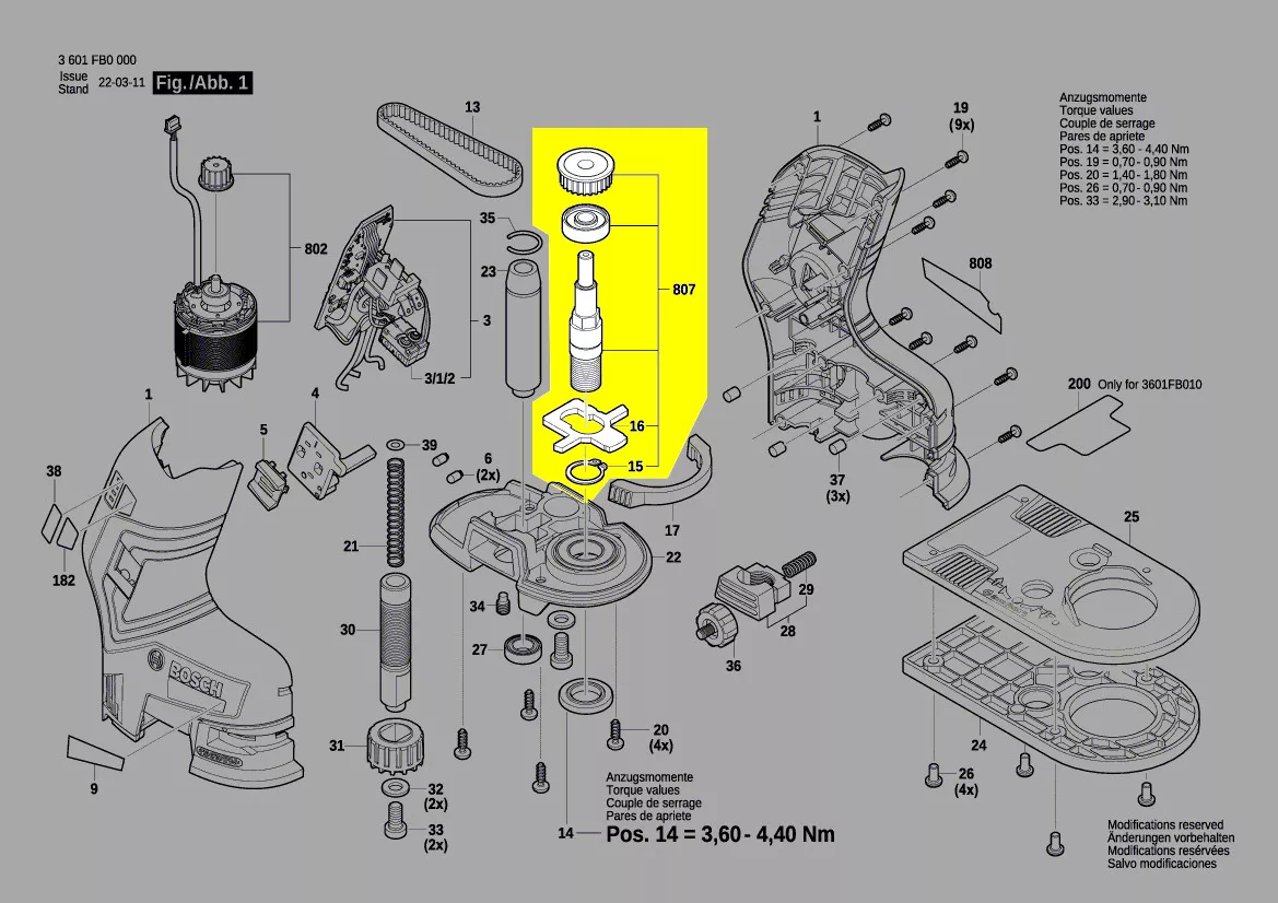 Arbre porte-outil réf. 1 607 000 CM3 Bosch